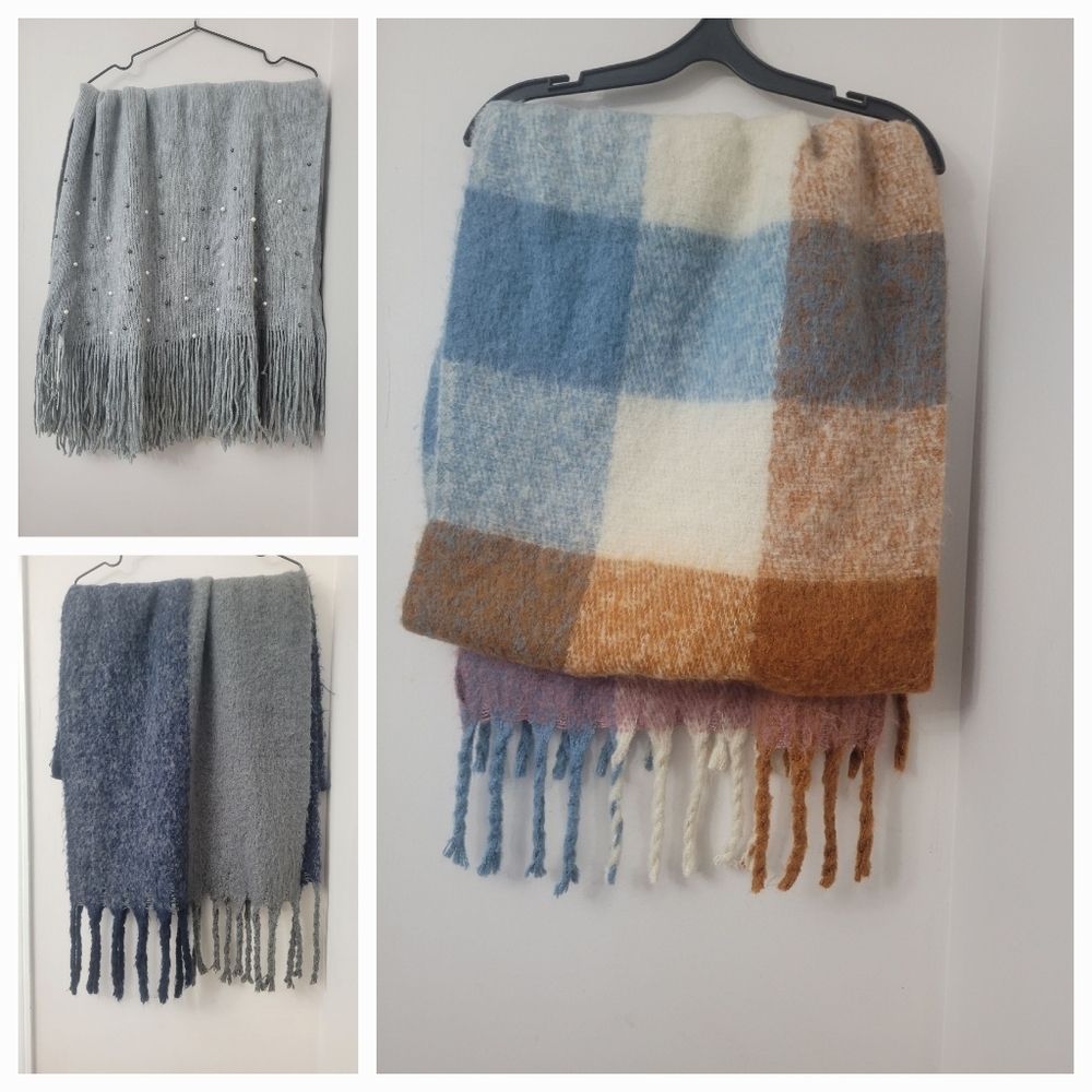 Lot of 3 Warm Winter/Fall Scarves